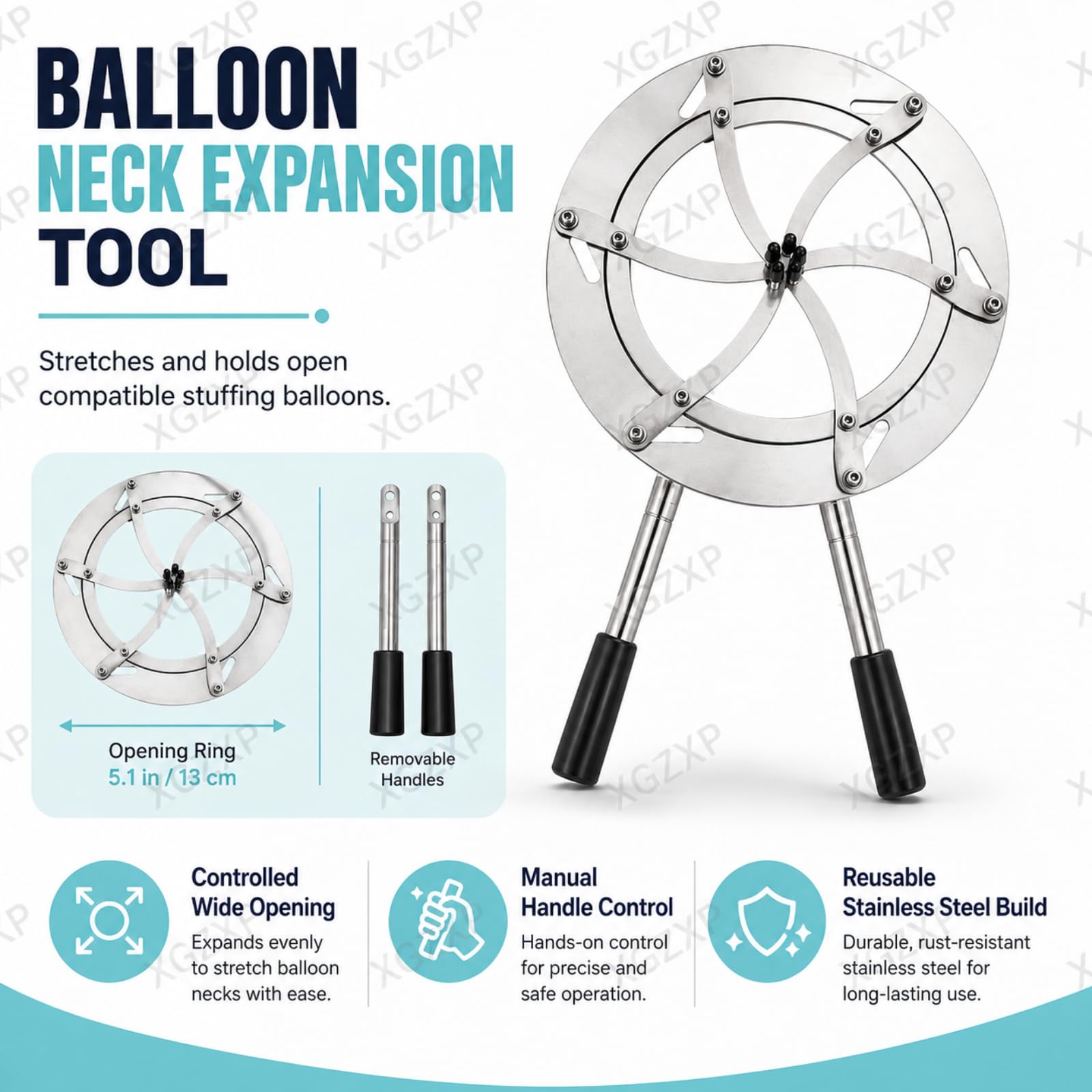 Outil Dexpansion De Ballons en Acier Inoxydable, Ouverture Réglable avec Deux Poignées Amovibles pour Ballons en Latex Et Ballons Bobo, pour Le Rembourrage De Cadeaux