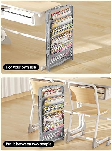 Miniatura 2 de Estantería de almacenamiento para libros de 6 niveles, estantería extraíble y única, carrito de almacenamiento delgado para libros, estante de