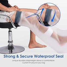 COMFYTHERA Waterproof Cast Cover for Shower Ankle Wound Protector Bath Adult Watertight Cast Bag Showering for Surgery Foot, Ankle, Burns Reusable (C-Long Leg M)