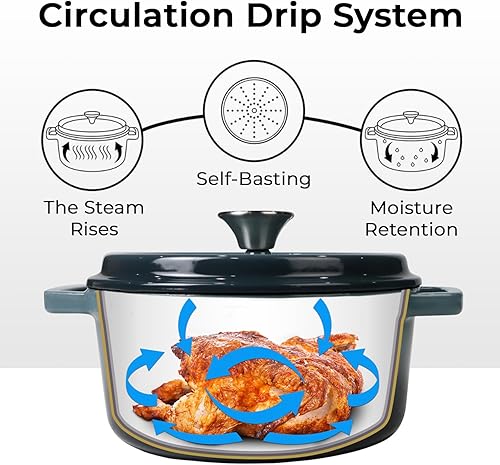 Miniatura 3 de Healthy Choices Olla holandesa de hierro fundido esmaltado de 3 cuartos de galón con tapa, horno holandés pequeño gris para hornear pan, ideal para