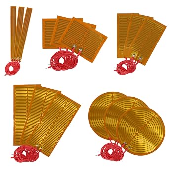 15PCS 5 Kinds Film Heater Plate Adhesive Pad,PI Heating Elements Film with Cord12V 12W+12V 7W+5V 1W+24V 30W+12V 13W