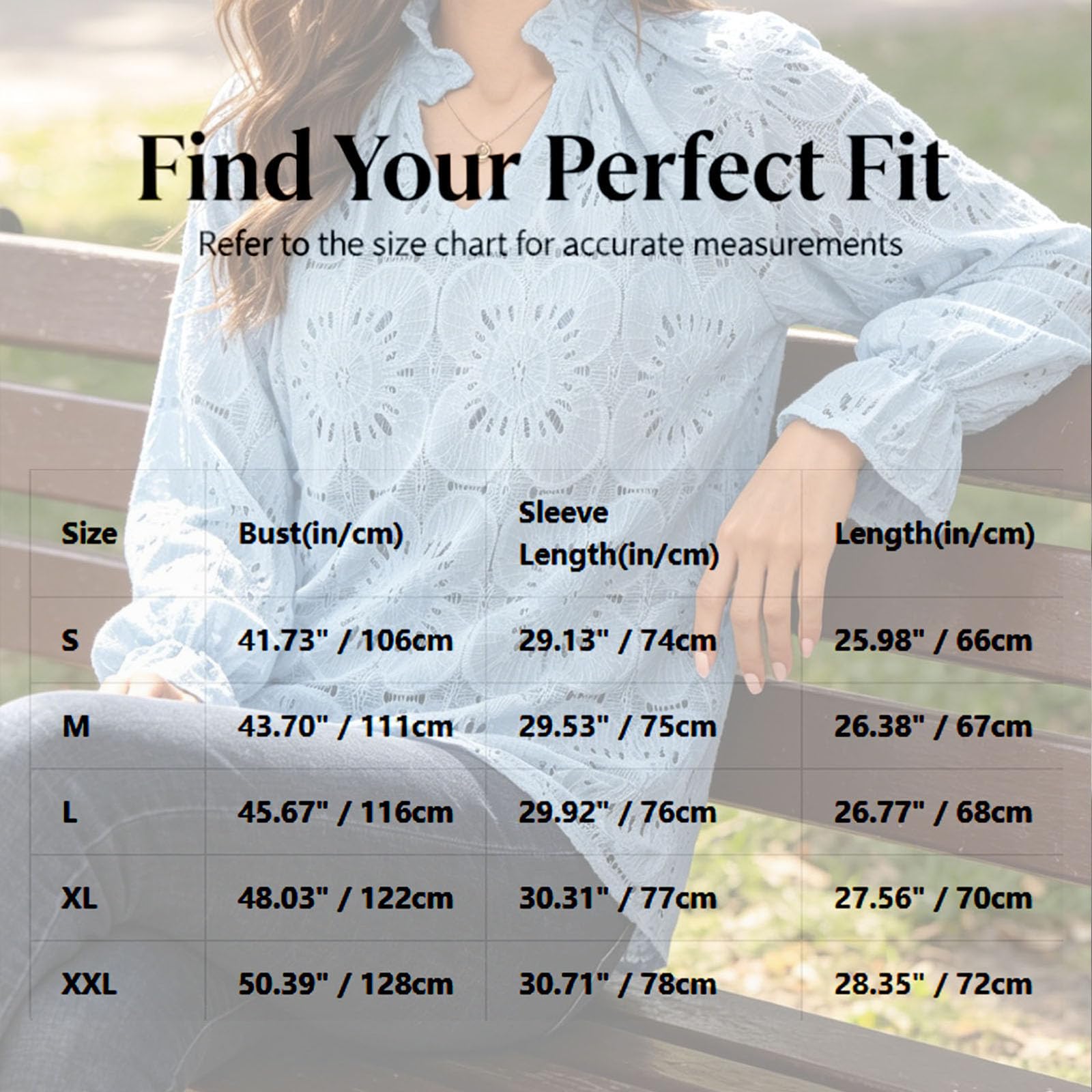 Blusa para Mujer con Cuello en V, Volantes, Encaje Calado y Mangas con puño