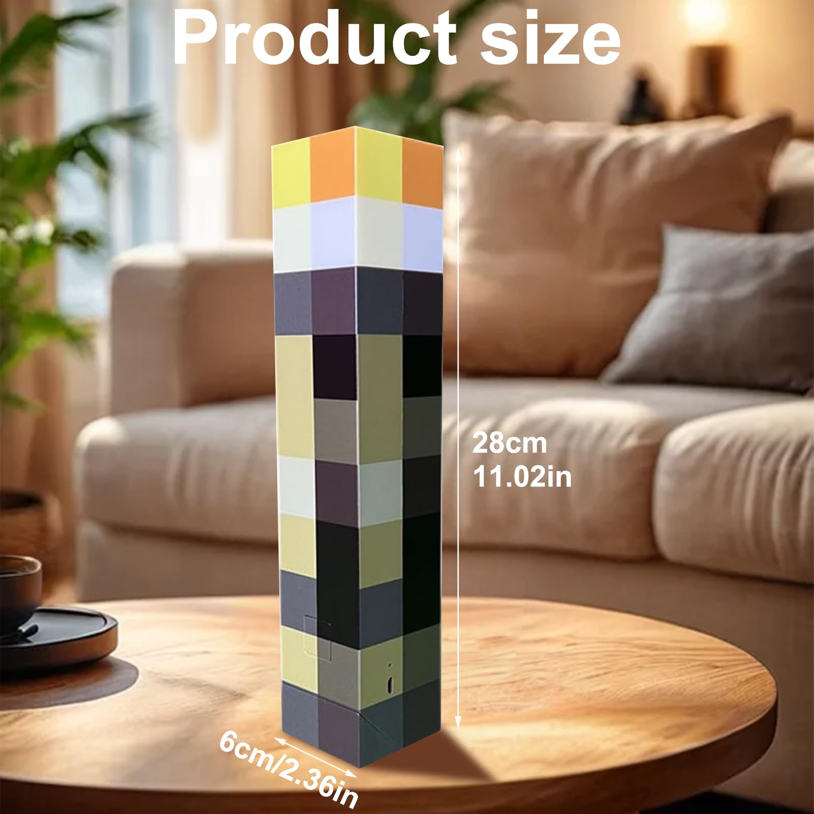 Lampada Torcia Artigianale, Luce Notturna da Parete con Gancio, 4 Colori, USB-C per Lampada da Comodino per Soggiorno, Studio, Camera, Gaming