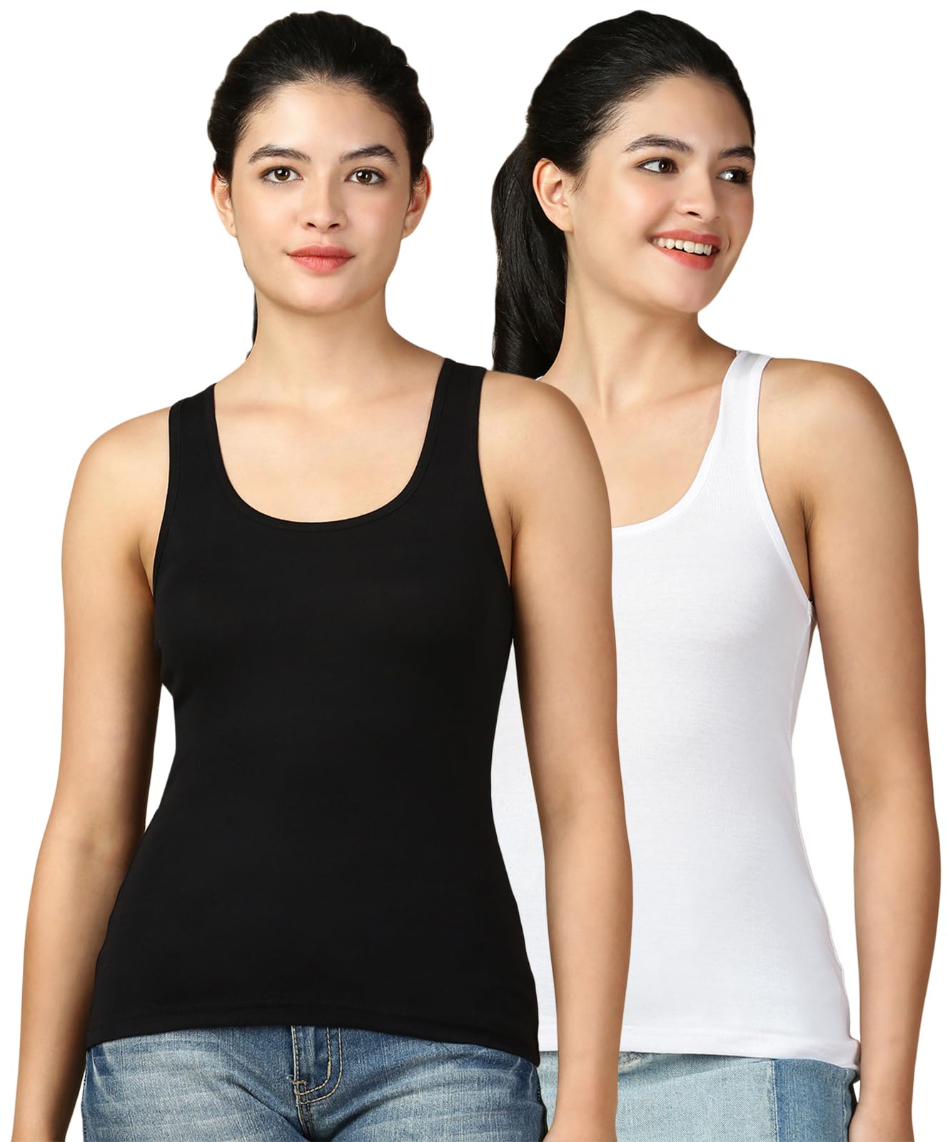 Women Cotton Racerback Tank Top | Pack of 2