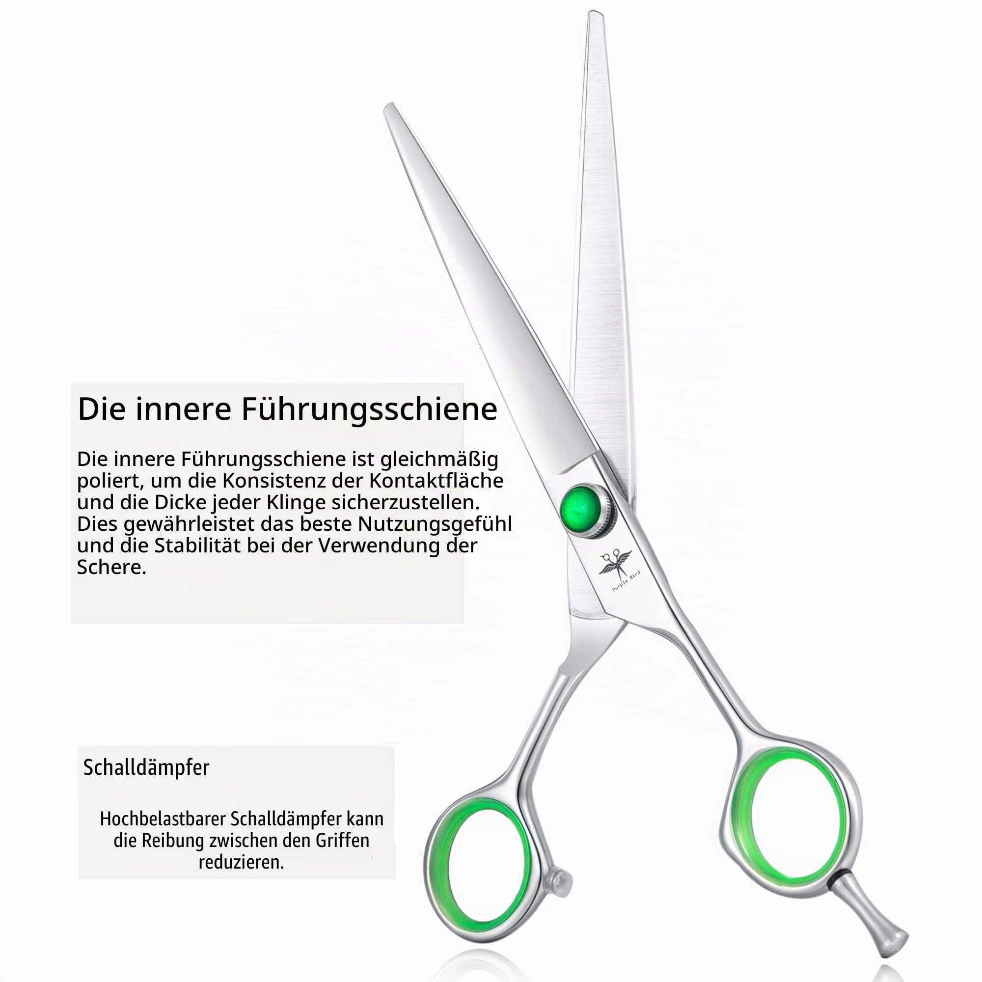 PURPLEBIRD Hundeschere Set 7 inch Gerade Gebogen Chunker 440C | 3 Scheren: Gerade, gebogen, Chunker 18 Zähne. Stumpfe Spitze. Für Hunde & Katzen. In Ledertasche, Salon & Zuhause.