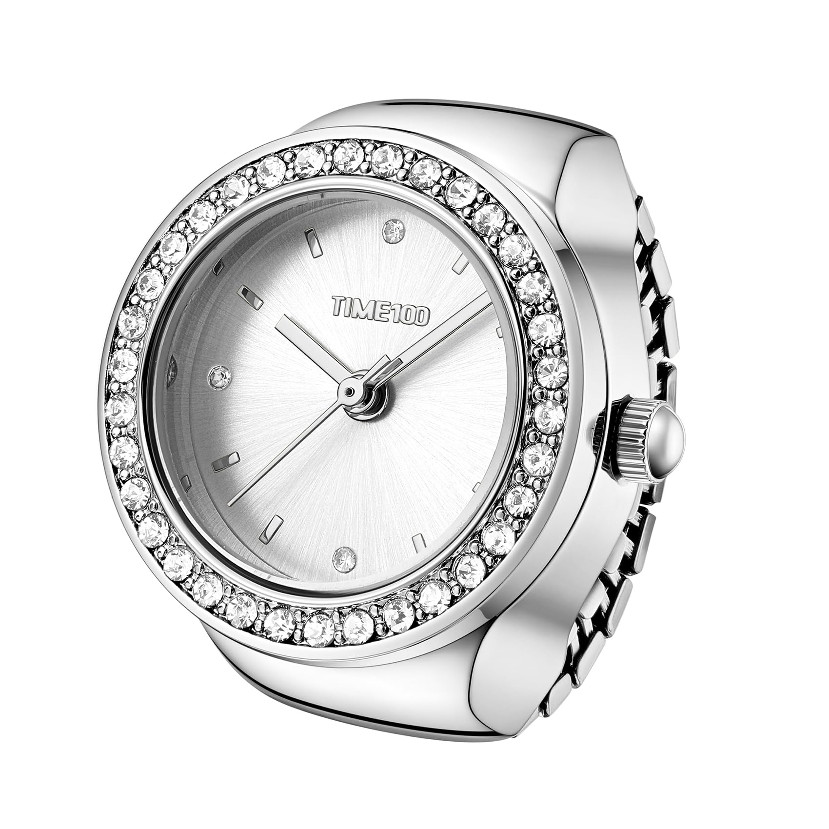 TIME100 Damen Uhren ringuhr Geschenkset,ringuhr Damen Quarz-Fingerringuhren für Frauen mit verstellbarem Stretchband, 7-farbige austauschbare Lünette, Quarz-DREI-Zeiger-Uhrwerk, Geschenkbox