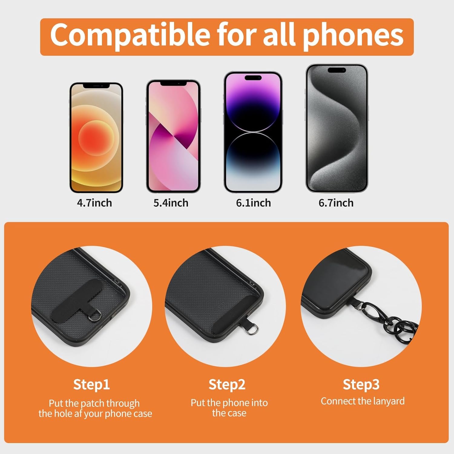 3 in 1 Cell Phone Lanyard, Detachable and Adjustable Mobile Phone Strap, Anti-Theft and Anti-Slip Design, Suitable for Most Smartphones with 1PCS Cellphone Patch - Image 7