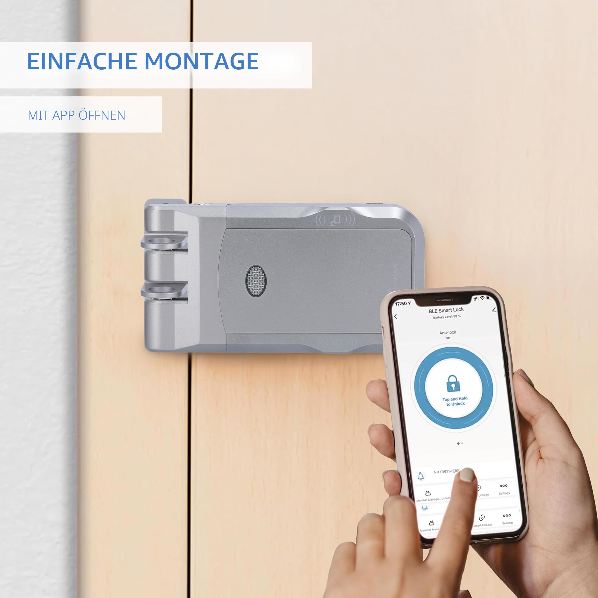 NIVIAN Unsichtbares elektronisches Türschloss mit Fernbedienung – Kabelloses, batteriebetriebenes Sicherheitsschloss mit Doppelmotor, Vandalenschutz & Innen-Touch-Öffnung