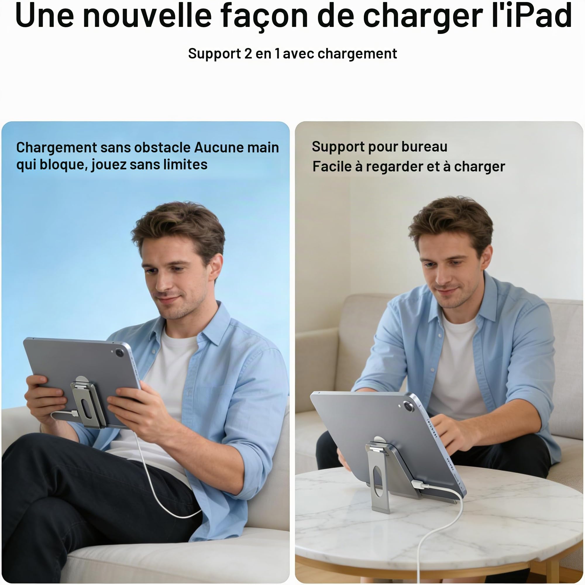 YACAISI Chargeur magnétique sans fil pour iPad 10e génération, iPad (A16) uniquement, support de charge rapide pour tablette 18 W avec connecteur intelligent en alliage avec câble USB-C