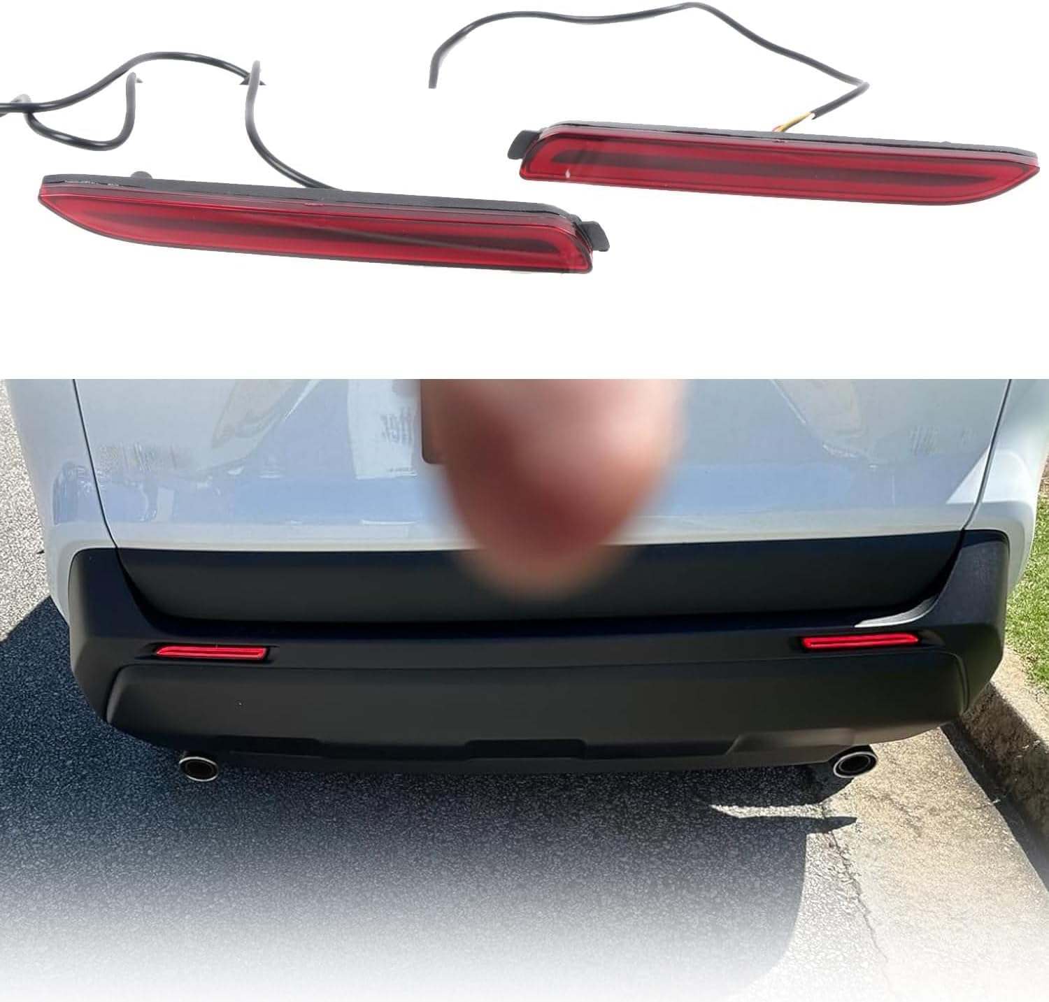 Generic L2R for Toyota RAV4 2019-2024 Exterior LED Rear Tail Fog Light Replacements Bumper Brake Lights Driving Lamp 2pcs Car Accessories (Red)
