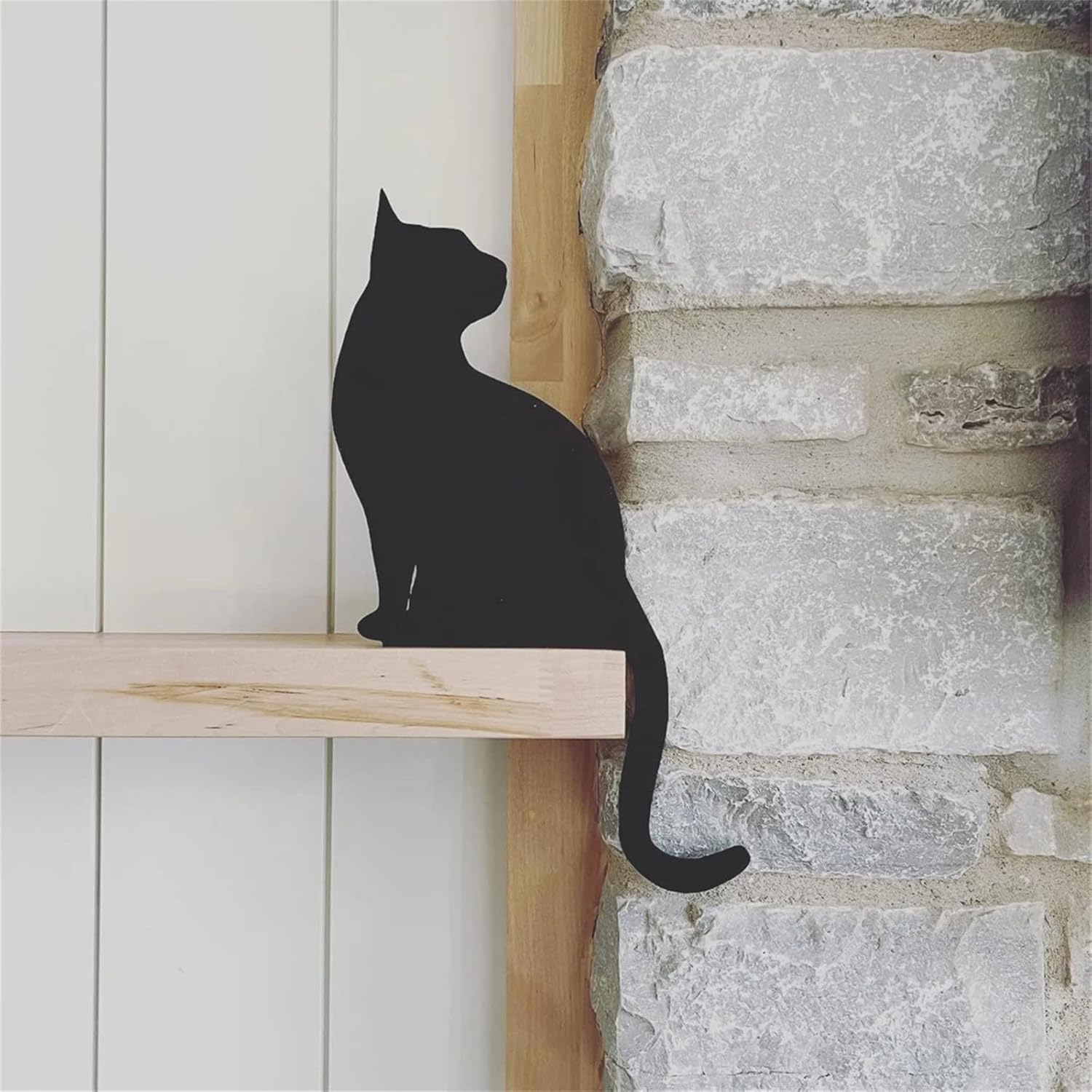 Debouor Cat Figurines Door Frame Wooden Animal Statue Door Corner Sign