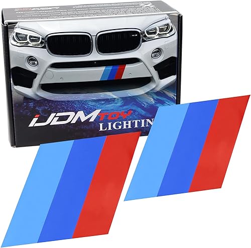 iJDMTOY Calcomanías de 7 x 7 pulgadas con diseño de rayas de 3 colores, compatibles con falda lateral BMW, parachoques, decoración cosmética de