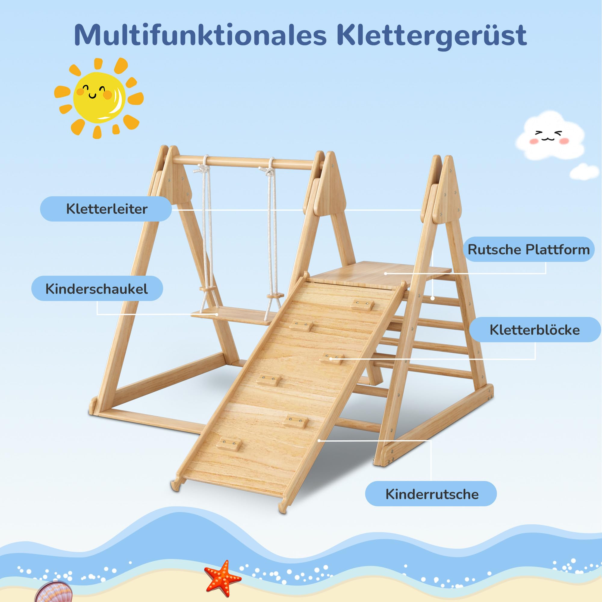 Rutsche und Schaukel für Kinder, 3 in 1 Kinderspielzeug mit Klettergerüst, Schaukel, Rutsche, Kombispielzeug für drinnen, für Kinder ab 3-8 Jahren