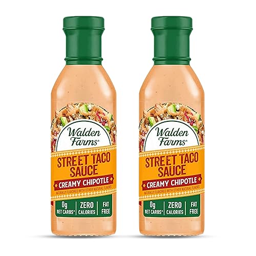 Walden Farms Street Taco Sauce - Botella cremosa de chipotle de 12 onzas (paquete de 2)  Sabrosa, vegana, apta para paleo y keto, sustituto de la