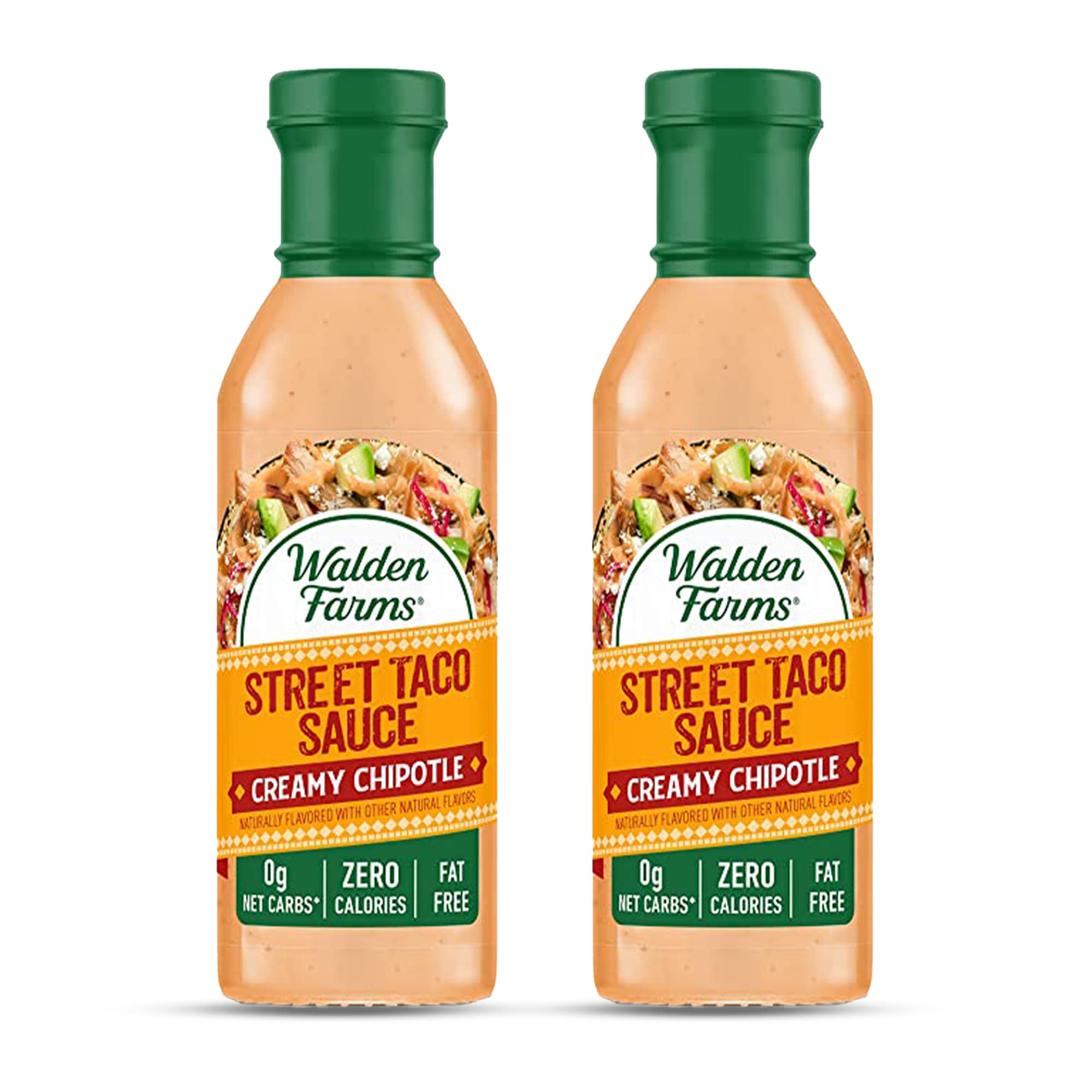 Walden Farms Street Taco Sauce Creamy Chipotle – Calorie-Free, Gluten-Free, Low Carb, Keto-Friendly, Sugar-Free, Smoky Chipotle Flavor – 2-Pack, 12 oz Bottles