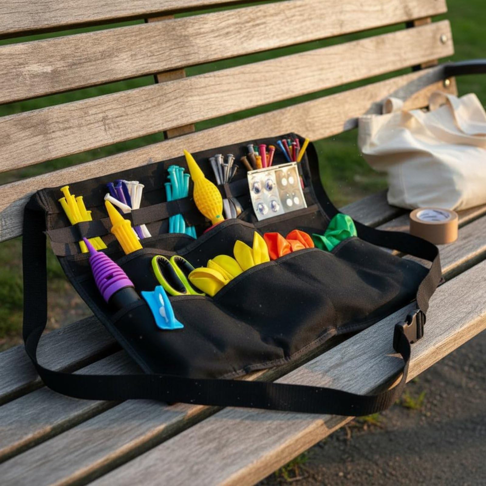 Delantal de Actuación Delantal Herramienta Cintura Bolsa con Bolsillos de Nylon Reforzado y Diseño Ergonómico Manejo Ágil de Globos y Boquillas Adecuado para Espectáculos Ferias
