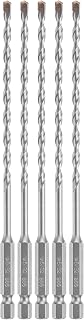 Bosch LBHX0025 5-Pc 5/32" x 6" Hex Shank Masonry Hammer Drill Bits - 4X Life, Fast Drilling in Concrete