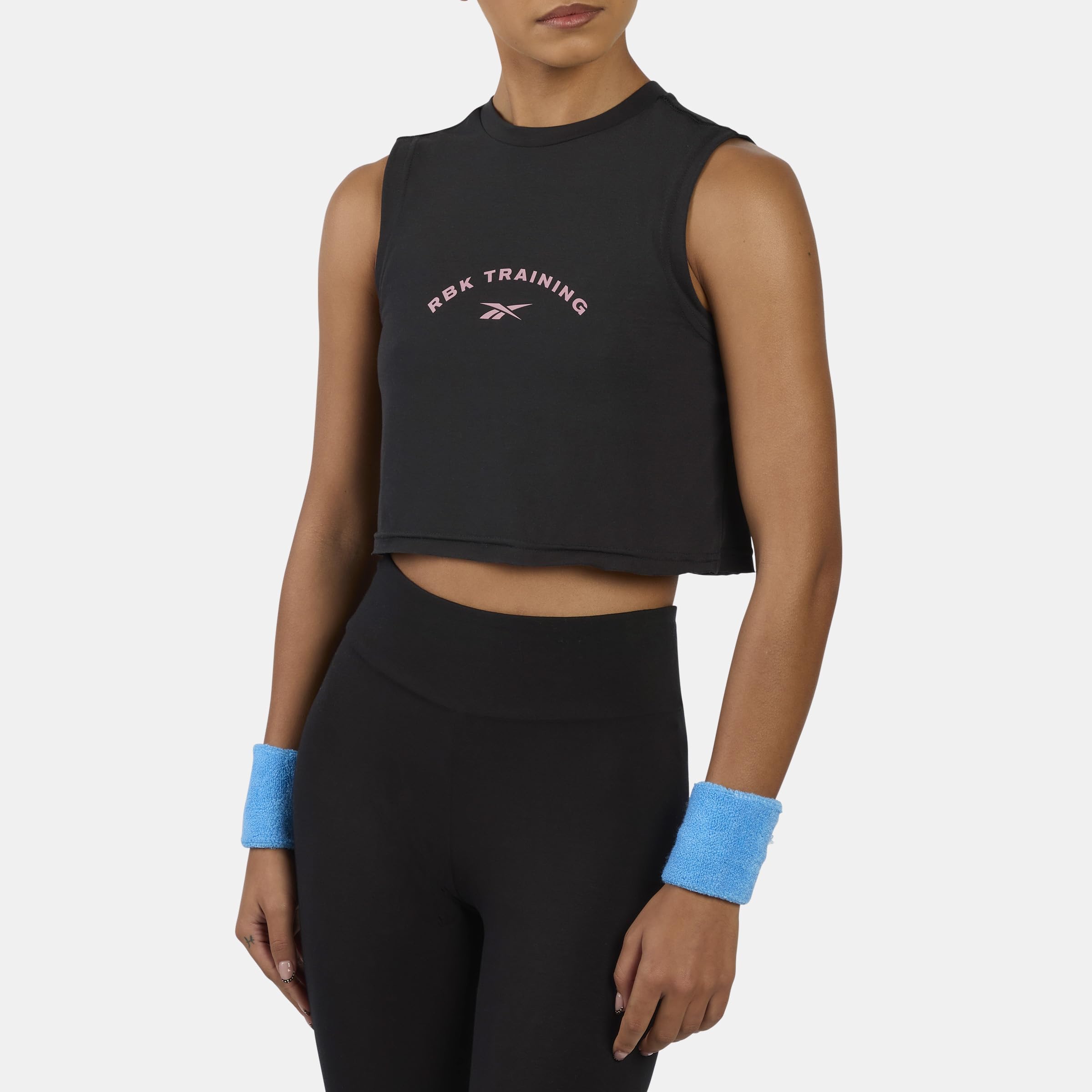 Reebok - Lux Cropped Graphic Tank  Black  2XS