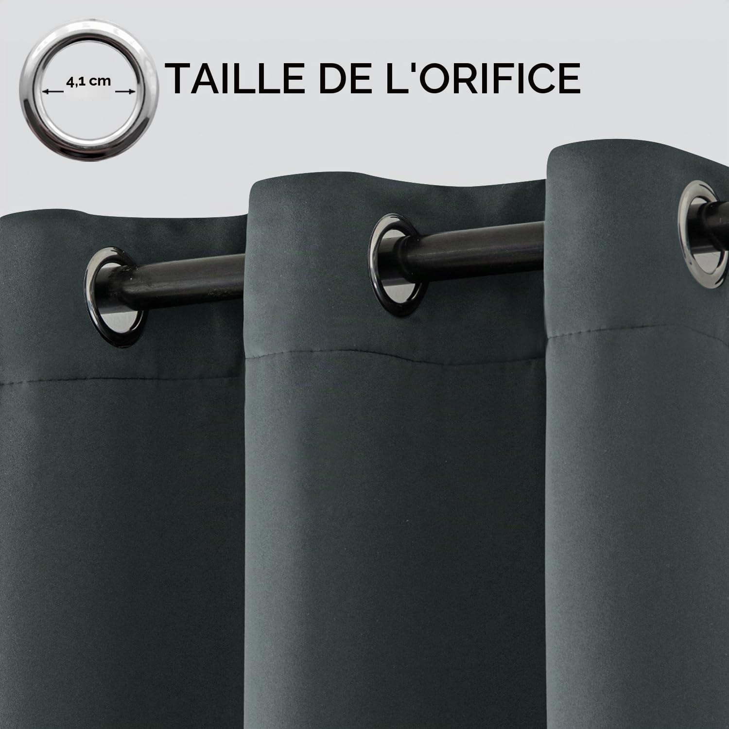 EMEMA Rideau Thermique Occultant Gris Double Épaisseur 1x132x260cm | Thermique Anti Froid Coupe Vent Isolation Phonique Intimité Totale Salon Chambre Polyester Résistant Lavable Machine Moderne