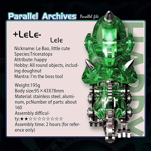 Miniatura 6 de MINDEN Rompecabezas de metal 3D modelo Triceratops, modelo de ensamblaje de rompecabezas, adornos creativos, Navidad, más de 160 piezas