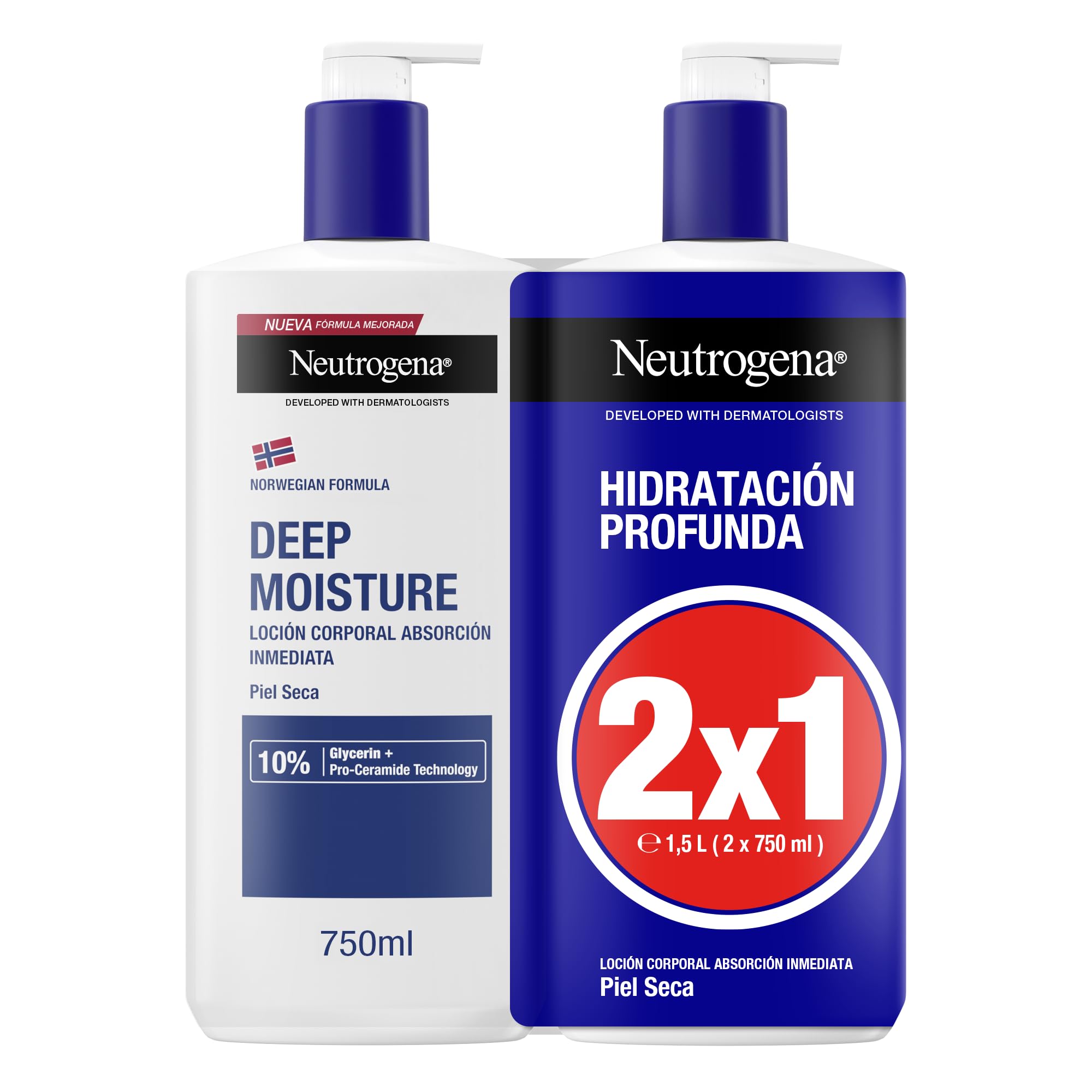Neutrogena Hidratación Profunda Loción Hipoalergénica, 750 ml, 2 uds en oferta en Amazon