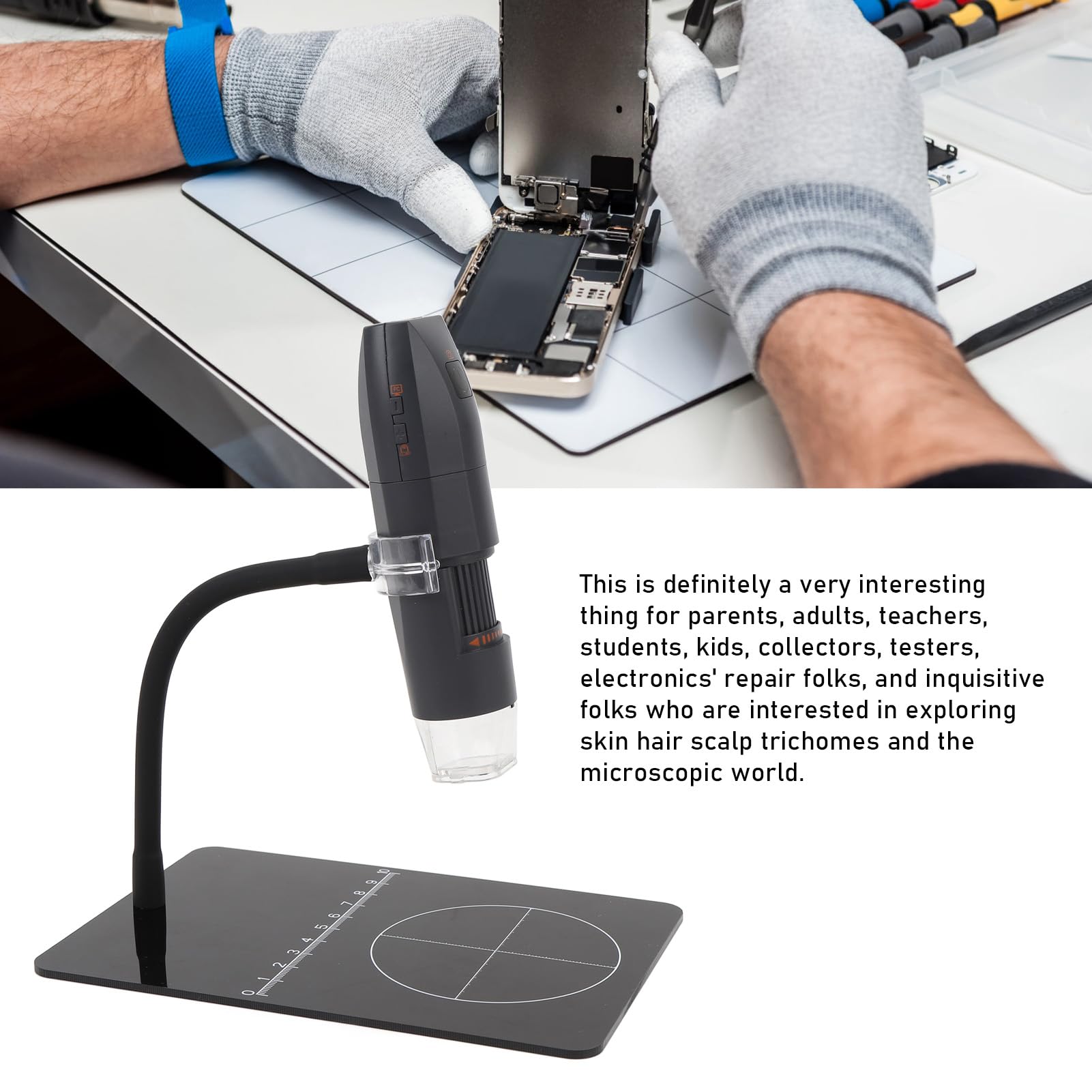 Microscopio Digitale Wireless, Telecamera di Ispezione HD USB Portatile Ingrandimento 50x-1000x 8 Luci LED Regolabili per OS X, con Risoluzione Video 1080P Streaming Live