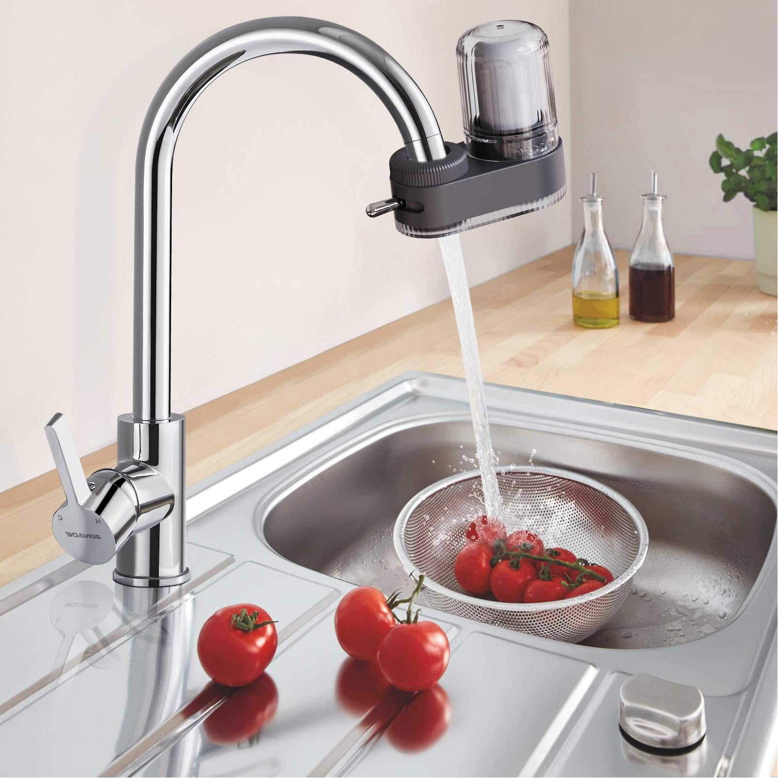 Depuratore d'acqua per rubinetto, filtri per l'acqua con montaggio su | rubinetto, Purificatore per rubinetto naturale ad alta efficienza, da cucina regolabili con filtro composito a sette