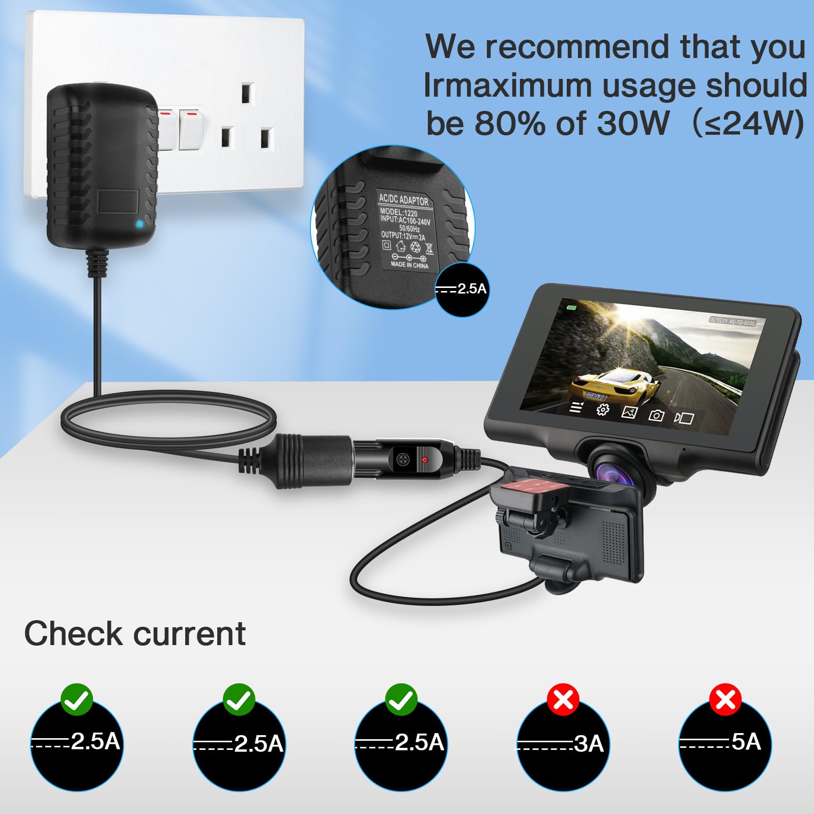 Amazon.com: AC to DC Converter 2A 24W Car Cigarette Lighter Socket Adapter  Power Cable 110-240V to 12V AC/DC for Automobile Home Use Car to Wall  Plug（Under 24W only） (Pack of 2) :