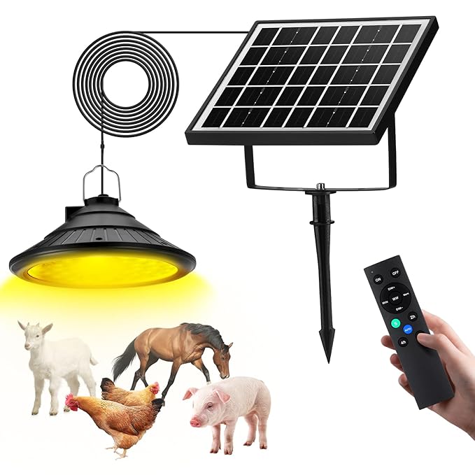 Solar Chicken Coop Light with Timer | Three-Color Dimmable LED