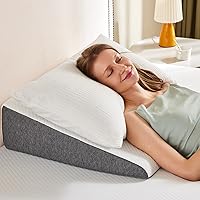 Sweetcrispy 7.5 Inch Wedge Pillow for Neck Pain Relief, Sleep Apnea, Acid Reflux, Post-Surgery - Memory Foam Body Pillow, White & Grey