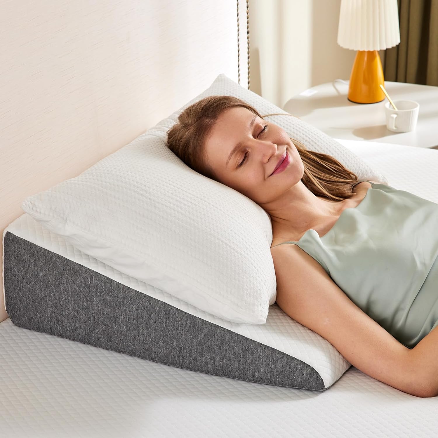 Sweetcrispy Wedge Pillow Body Pillow for Sleep Apnea Neck Pain Relief Post Surgery Sleeping Comfort Acid Reflux Heartburn