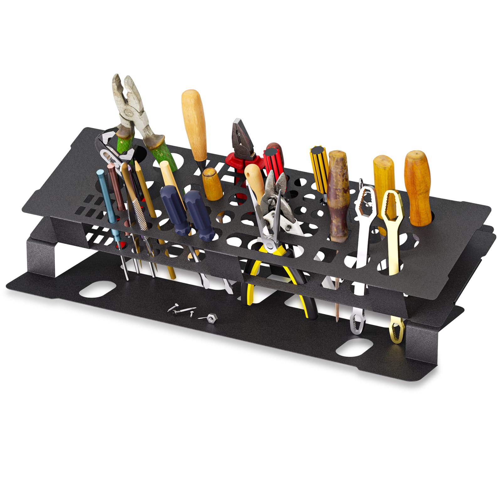 Mordx Screwdriver Storage Rack for Desktop,Screwdriver Organizer Holder,RC Tools Kit Organizers,Carbon Steel Tool Holder, Desktop Hand Tool Stand,Tool holder, Black