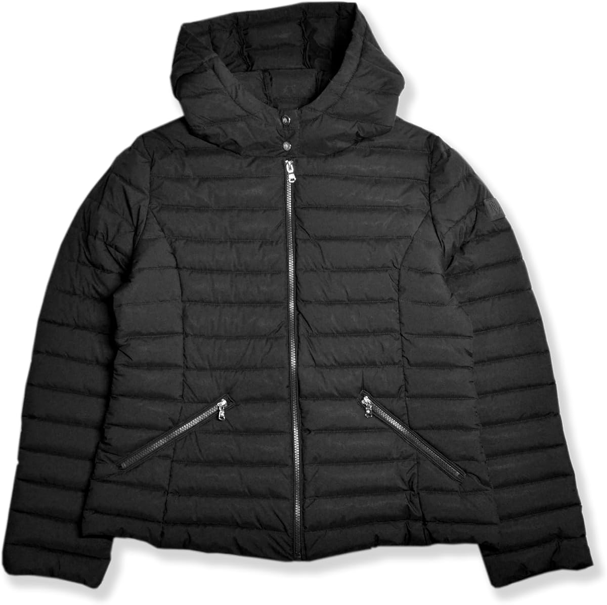 Lauren Ralph Lauren - Chaqueta acolchada elástica con capucha para mujer (24.0 in), color negro, talla XL