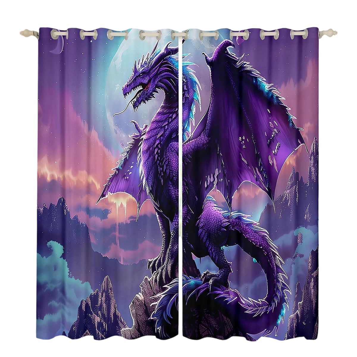Homewish Magical Dragon Curtains & Drapes 3D Dragon Blackout Curtains