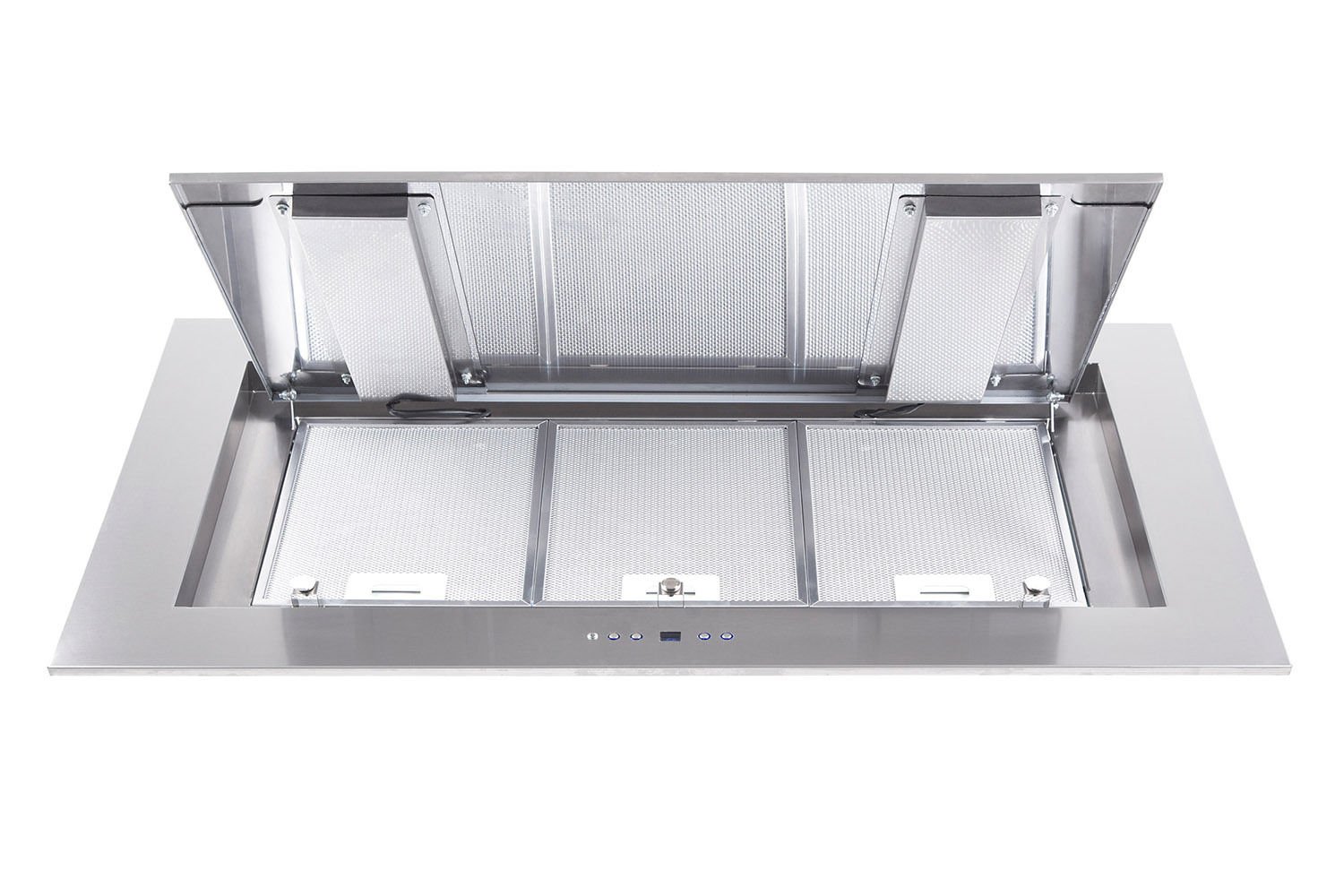 Luxus Deckenhaube 120x60cm/Aus Edelstahl/Inlusive Saugstarken Motor 900m³/h/ Dunstabzugshaube / Inkluisve hochwertige Fernbedienung / 4x3W Power LED Beleuchtung /4 Stufen mit 1 Turbostufe/Nachlaufautomatik/Deckenlüfter Made in EU/Europäische Premiumklasse
