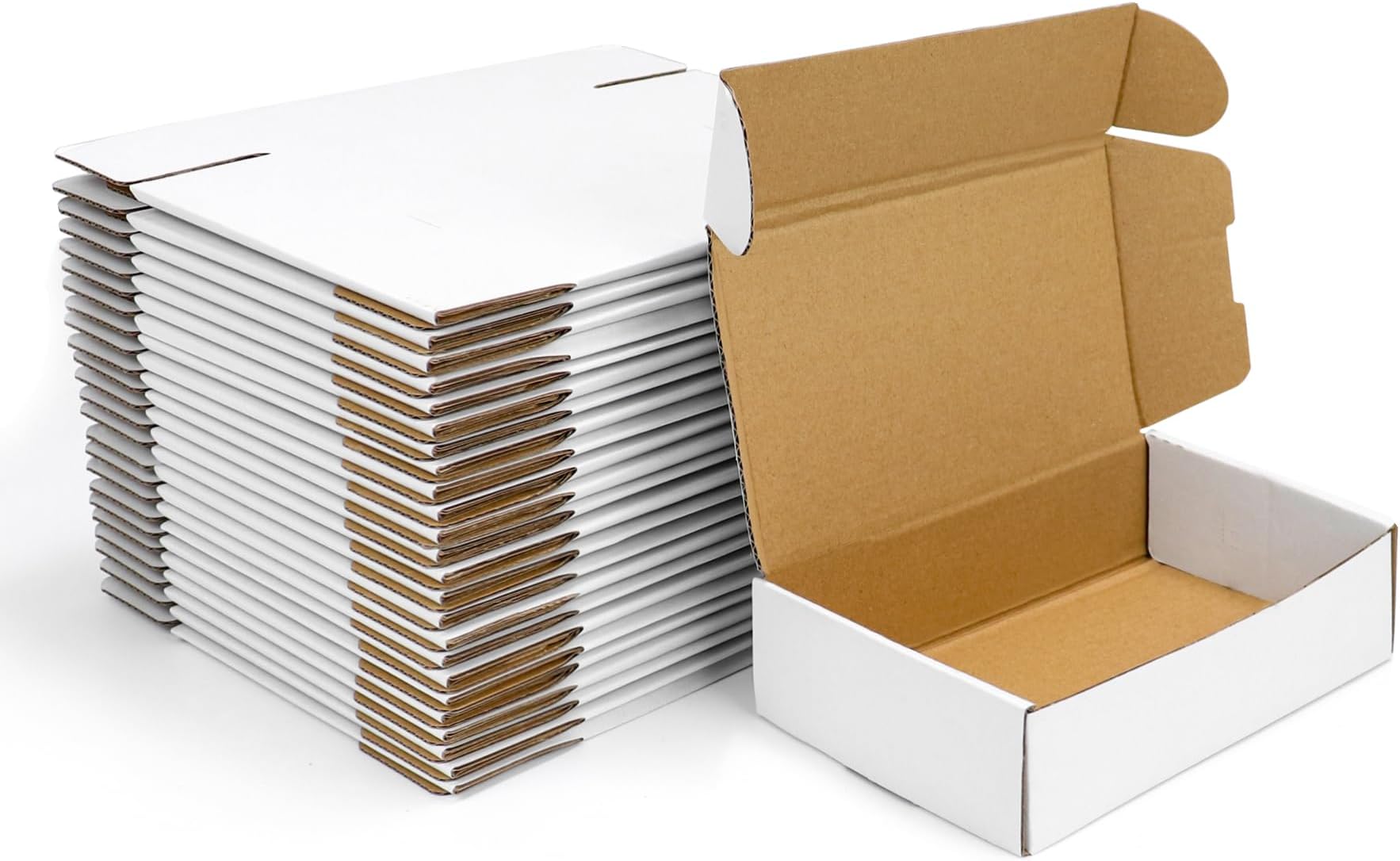 Shipping Boxes Set of 25, 8" x 6" x 2" White Corrugated Cardboard Box, Mailer Boxes for Packaging, Mailing, Business,Literature,Gift