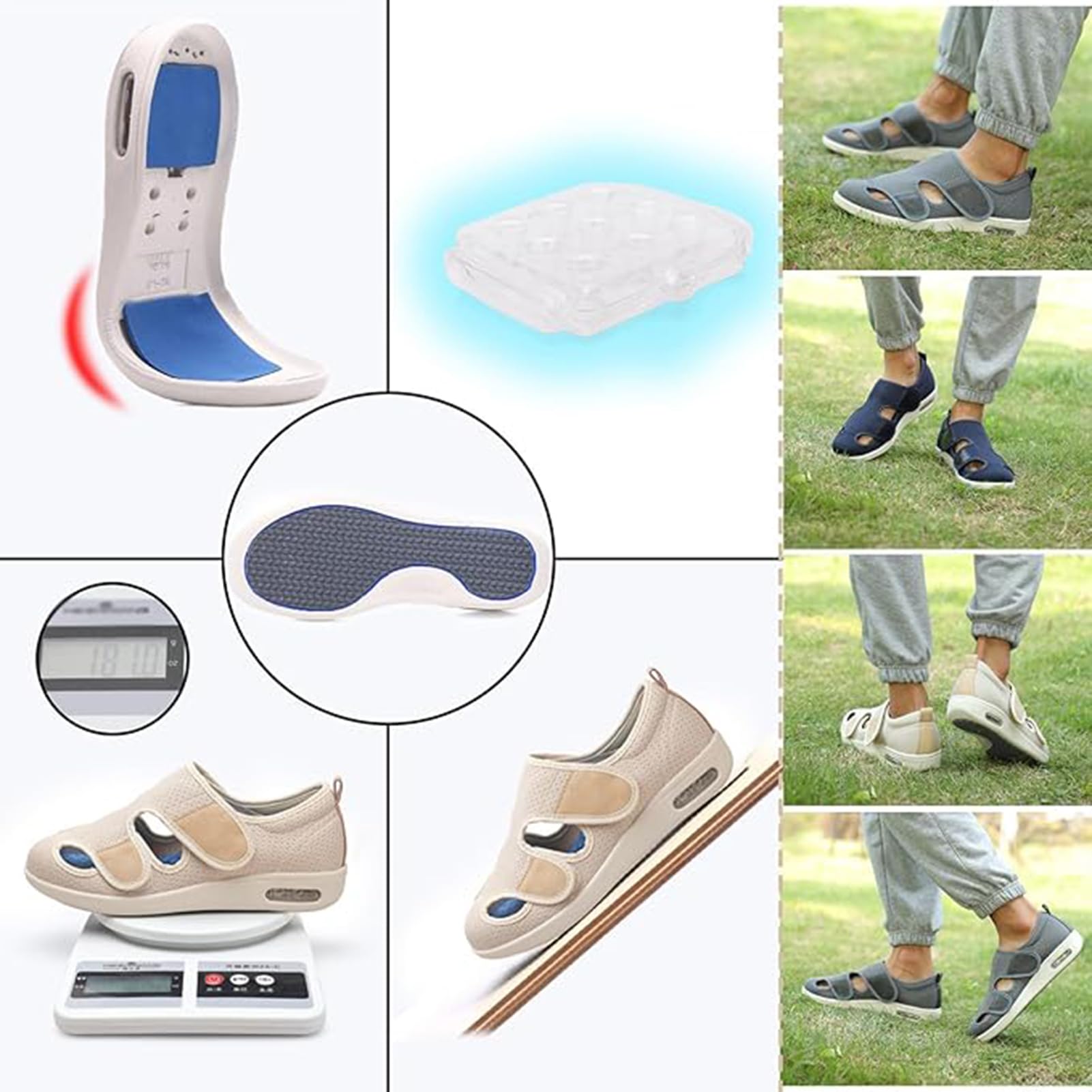 Buty dla cukrzyków, dla mężczyzn i kobiet, ekstra szerokie dopasowanie, buty na haluks, antypoślizgowe pantofle, regulowane buty dla seniorów, na zapalenie powięzi podeszwowej, opuchnięte