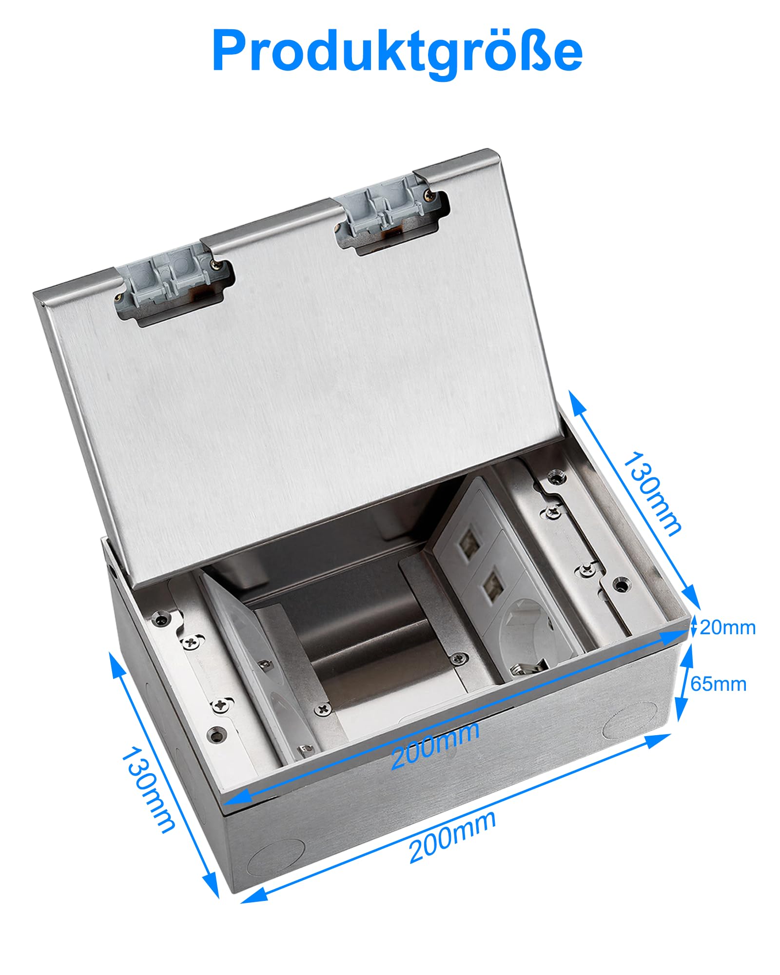 Bodentank Bodensteckdose 16A 4000W: Einbausteckdose 3 Steckdosen + 2 RJ45