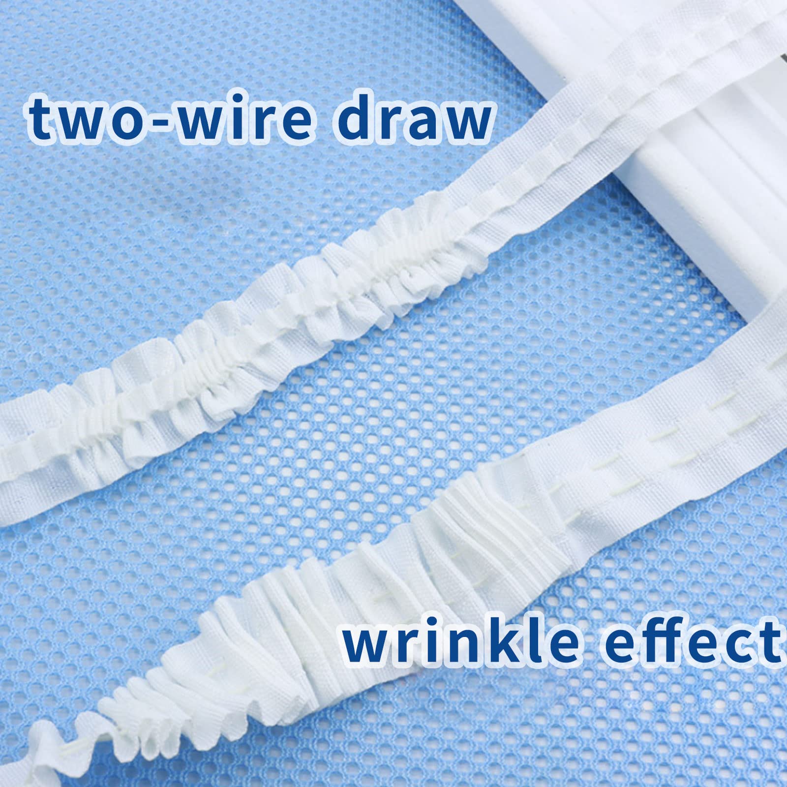 AvoDovA Ruban Fronceur Plissé Pour Fenêtre, Porte Et Rideau De Douche, 2,5 Cm De Large, 30 M, Blanc