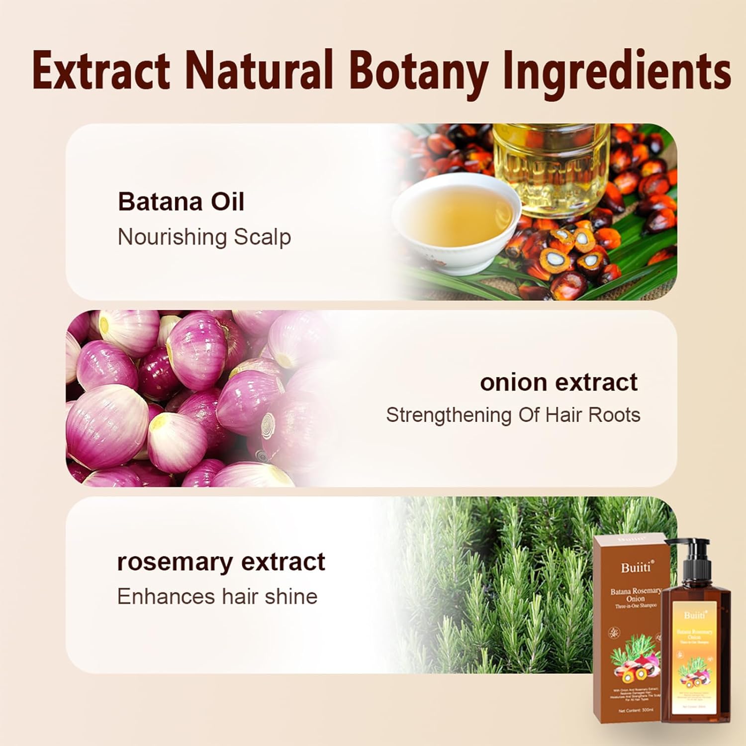 Batana Oil Shampoo for Hair Growth – Infused with Rosemary & Onion, Anti Hair Loss & Thickening Treatment for Women & Men, Promotes Regrowth, Sulfate Free Natural Formula, 10.14 fl oz (2PCS)