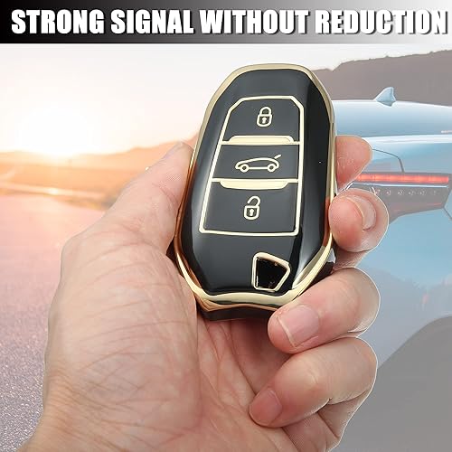 Miniatura 5 de X AUTOHAUX Funda de silicona para llavero inteligente para Peugeot 2008 2020-2021, protector sin llave, color verde