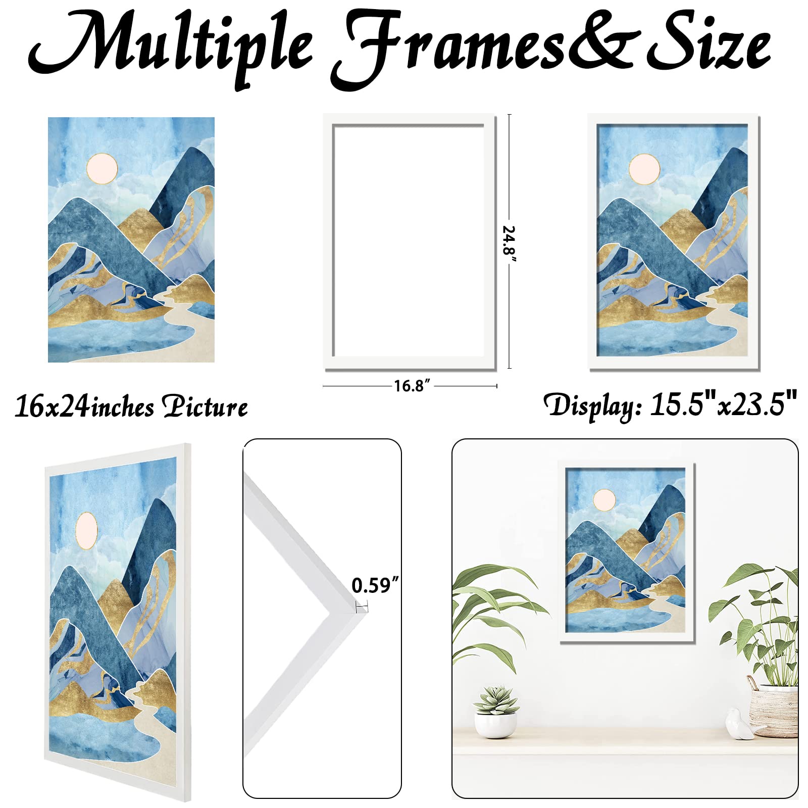 keibiubu White Picture Frame, 16x24 Picture Frame for Photo Poster ...