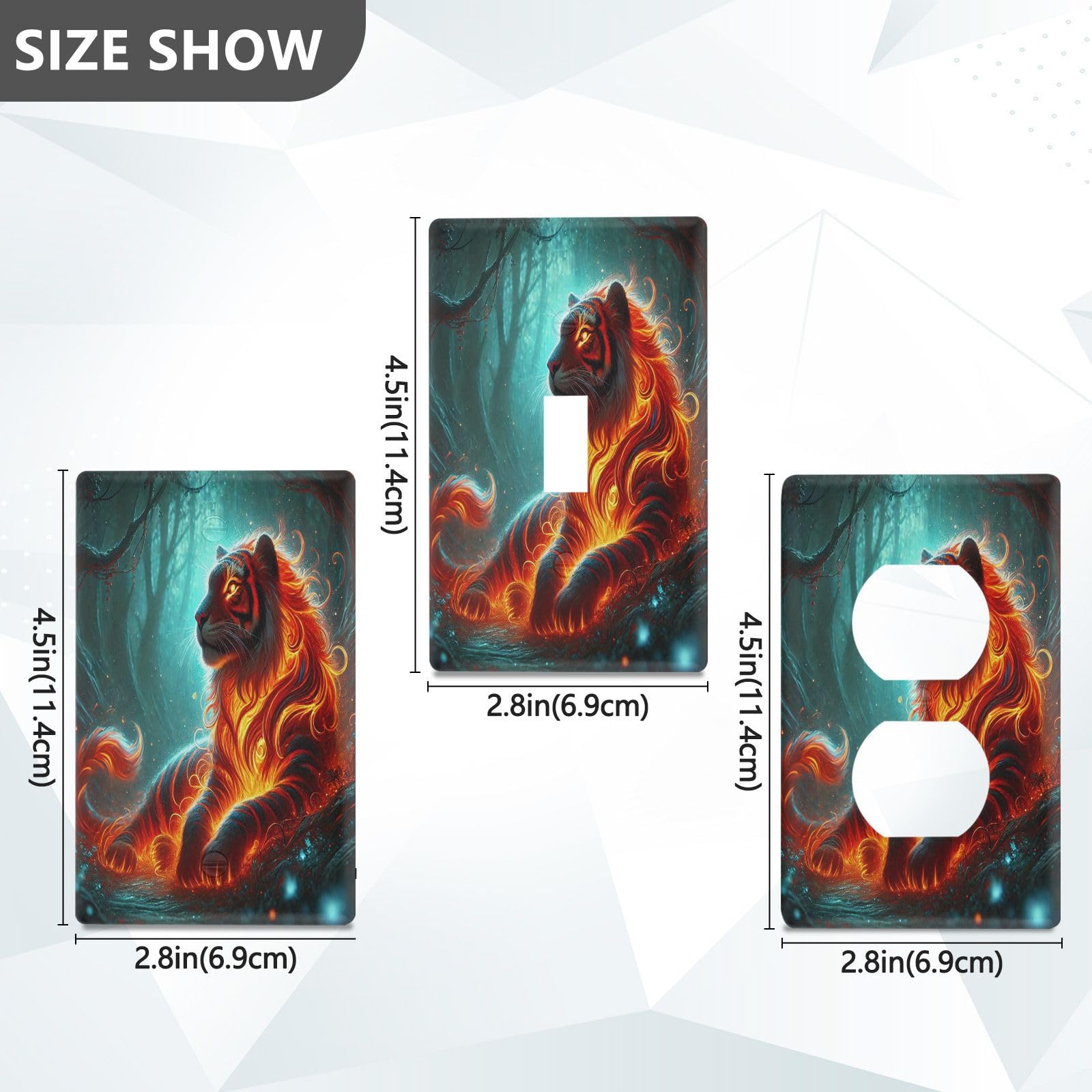 Fire Tigers Light Switch Cover Decorative Receptacle Outlet Wall Plate Guard Plastic Wall Outlet Cover for Farmhouse Home Decor Livingroom (Duplex Outlets Cover)