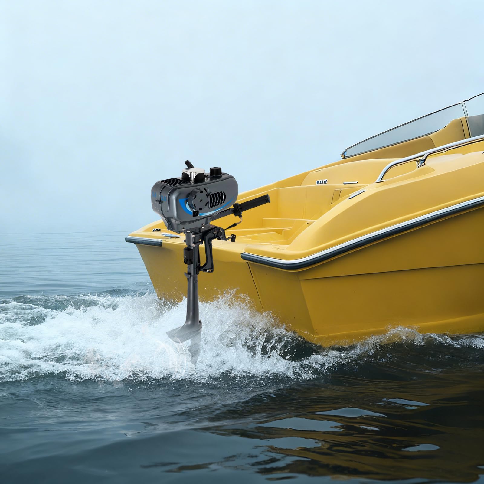 2-Takt 3,5 PS Außenbordmotor Bootsmotor 2,5KW Electric Outboard Motor Mit Cdi Wassergekühlt System Manueller Start Wassergekühlt Außenborder Benzinmotor Für Der Fischerei, Aquakultur