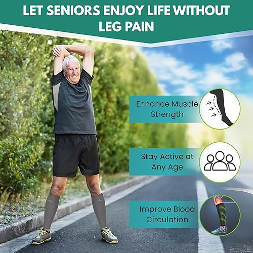 Miniatura 5 de Newzill - Mangas de compresión de pantorrilla (20-30mmHg) para hombre y mujer - Opción perfecta para nuestros calcetines de compresión para correr,