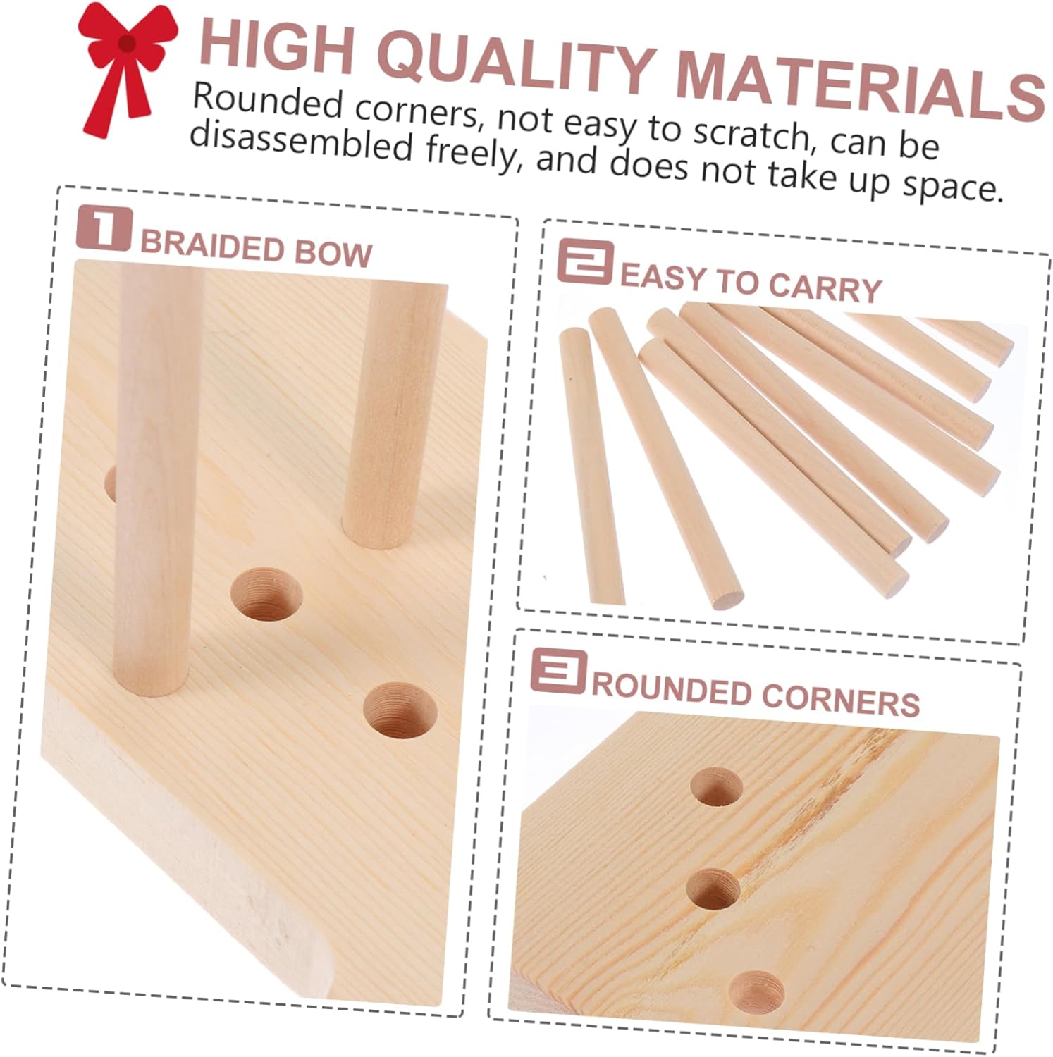 CIMAXIC Bowknot Making Supplies 1 Set Wreath Fixing Tool Wood Bowknot Maker Easy to Operate Portable