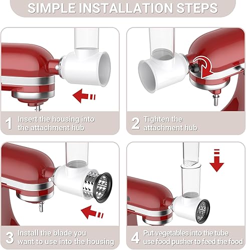 Miniatura 4 de Cofun Accesorio triturador para batidora de pie Kitchenaid, accesorio para rallador de queso, máquina de ensalada de alimentos para ayuda de cocina,