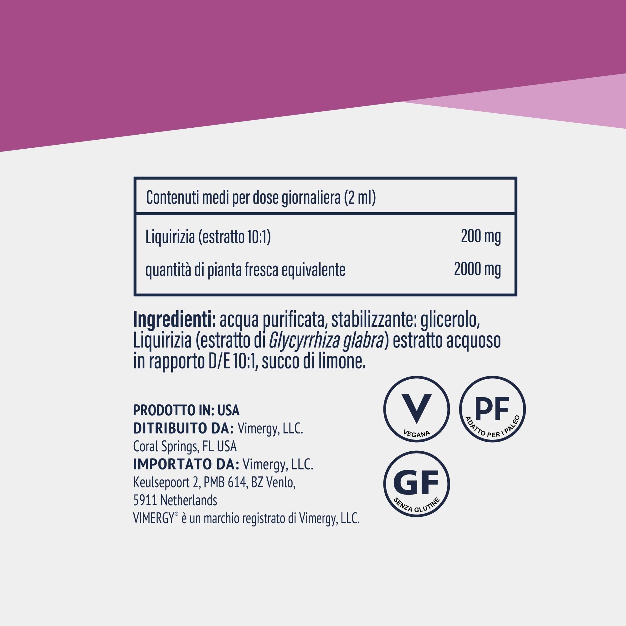 Vimergy Licorice, 57 Dosi – Estratto Liquirizia Liquida in Gocce – Integratore Vegano – Gocce di Liquirizia - Senza Zucchero né Leganti – Senza OGM e Senza Glutine (115 ml)