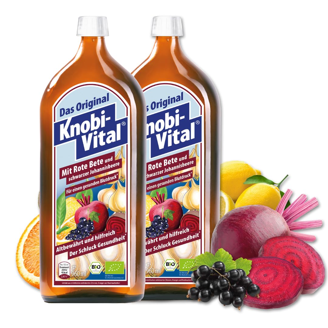 KnobiVital mit mit Rote Beete & schwarzer Johannisbeere Bio (2x960 ml) | Hochkonzentrierter Knoblauchsaft mit Kalium, Vitamin C und Eisen | Für Blutdruck & Immunsystem