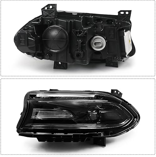 Miniatura 4 de FIONE Modelo de xenón compatible con Dodge Charger Conjunto de faros delanteros HID 2015-2021 con tubos LED DRL lado izquierdo del conductor